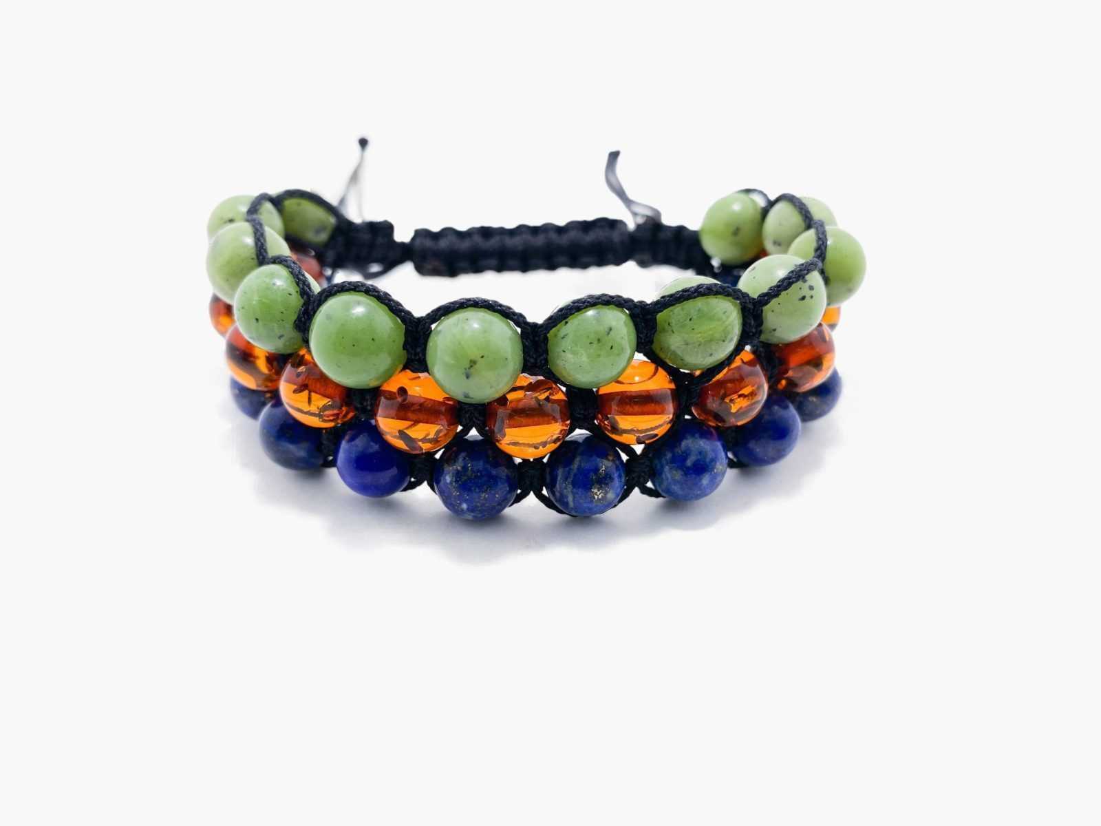 Браслет из янтаря, лазурита и нефрита купить в интернет-магазине UNA ...