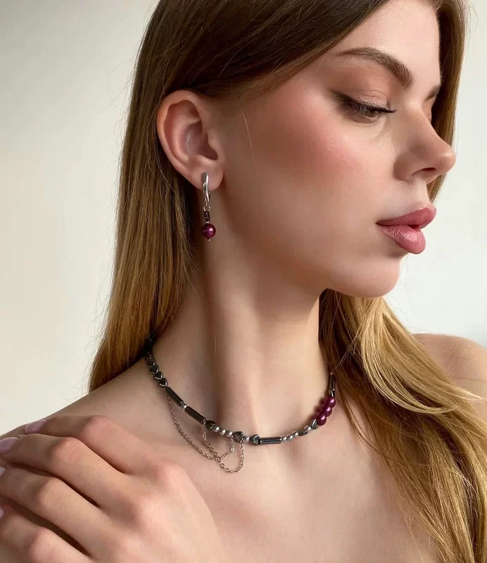 Серьги с гематитом и жемчугом Майорка - фото 3