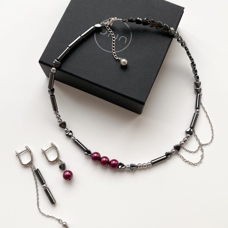 Серьги с гематитом и жемчугом Майорка - фото 2