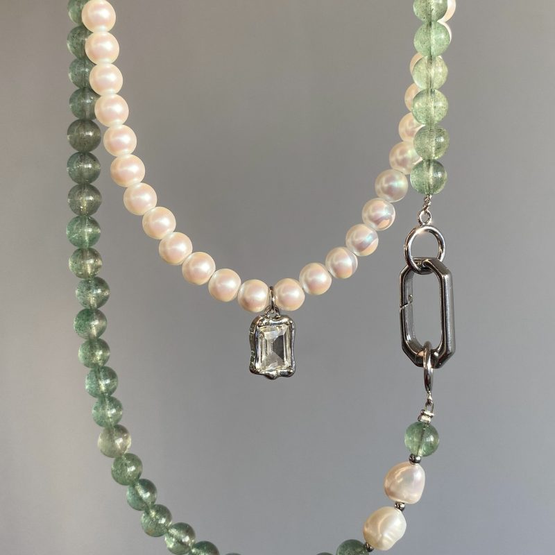 Комплект чокеров из авантюрина, натурального жемчуга и жемчуга Майорка - фото 2