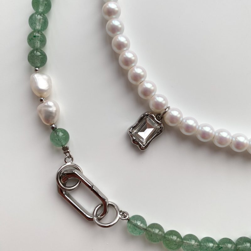 Комплект чокеров из авантюрина, натурального жемчуга и жемчуга Майорка - фото 3