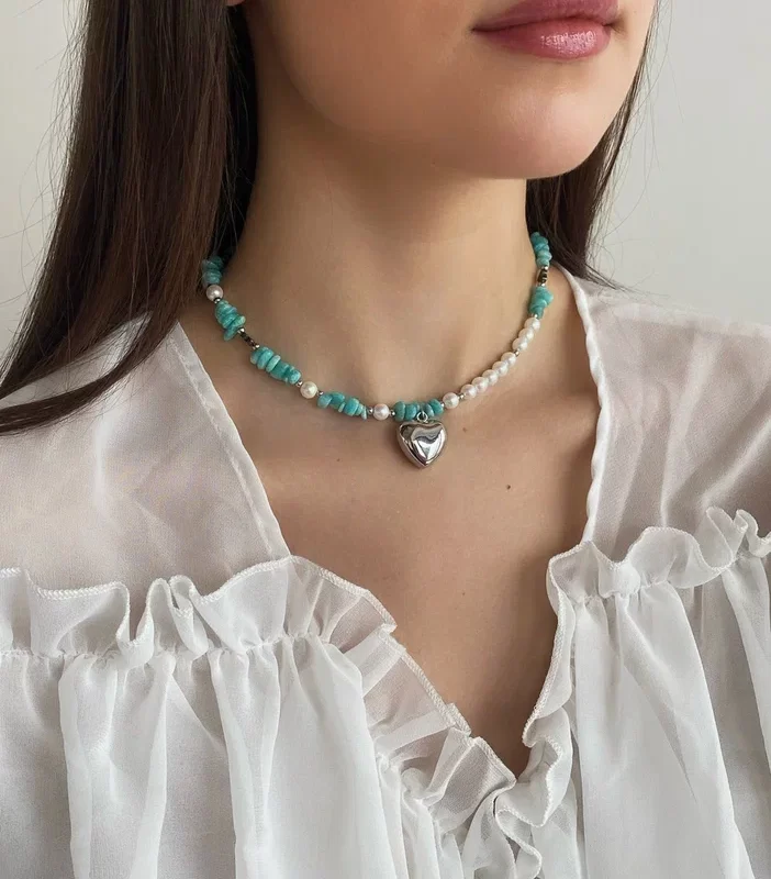 Чокер из амазонита и жемчуга Майорка - фото 5