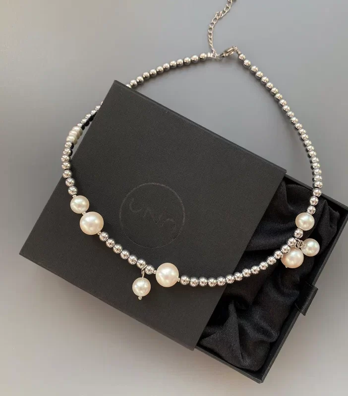 Чокер из жемчуга Майорка и гематита - фото 3