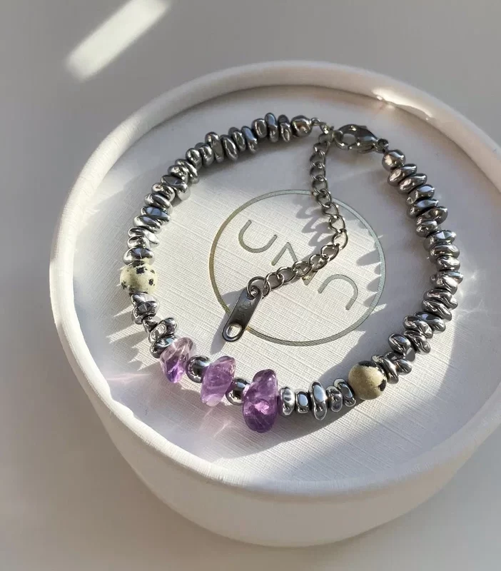 Браслет из гематита, яшмы и аметиста - фото 2